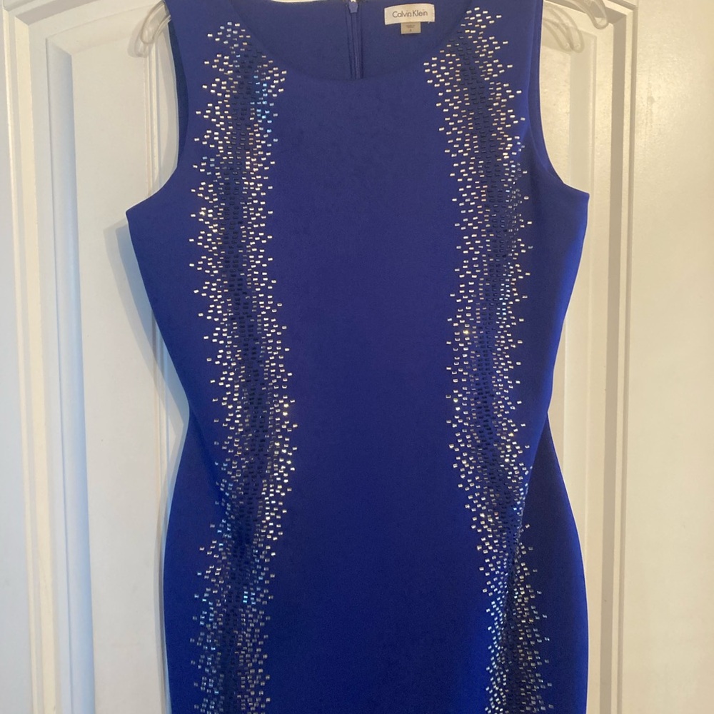 Calvin Klein Sequin Embellished Blue Midi Dress